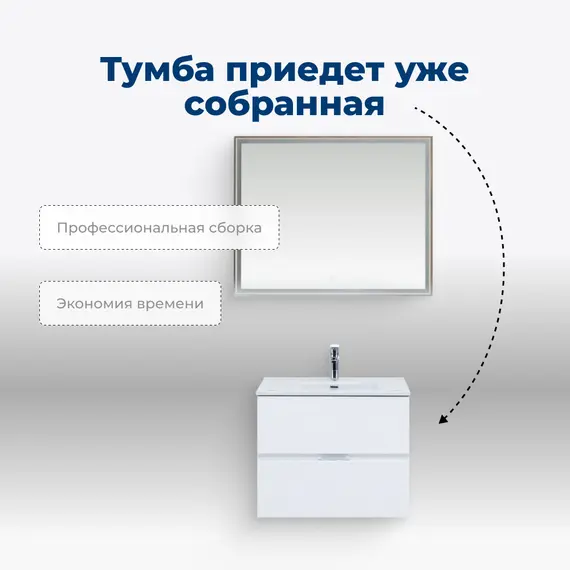 ТУМБА ПОД РАКОВИНУ AQUANET АЛВИТА NEW 60 2 ЯЩИКА, БЕЛЫЙ МАТОВЫЙ