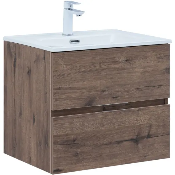 ТУМБА ПОД РАКОВИНУ AQUANET АЛВИТА NEW 60 2 ЯЩИКА, ДУБ ВЕЛЛИНГТОН ТАБАК