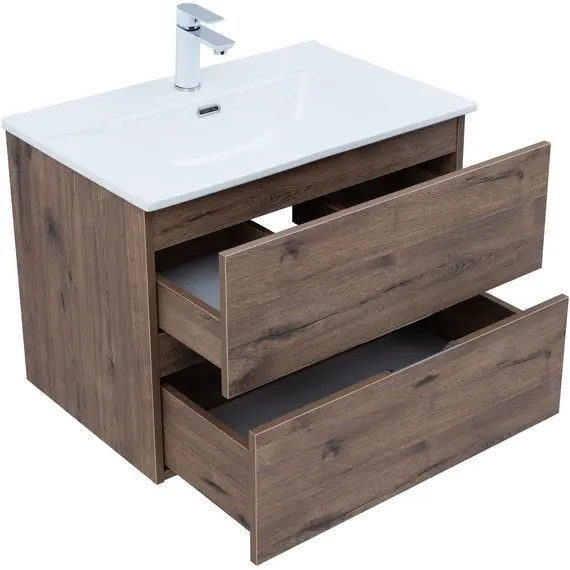 ТУМБА ПОД РАКОВИНУ AQUANET АЛВИТА NEW 70 2 ЯЩИКА, ДУБ ВЕЛЛИНГТОН ТАБАК