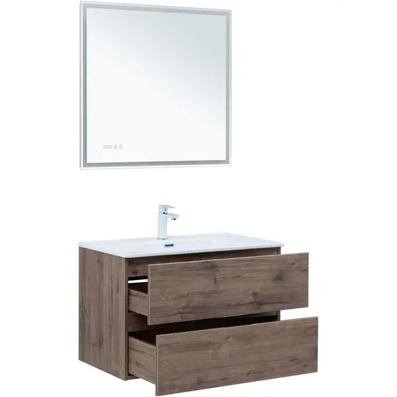 ТУМБА ПОД РАКОВИНУ AQUANET АЛВИТА NEW 80 2 ЯЩИКА, ДУБ ВЕЛЛИНГТОН ТАБАК