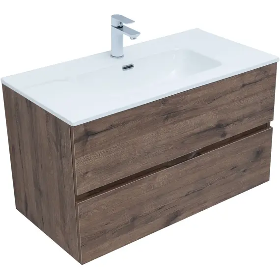 ТУМБА ПОД РАКОВИНУ AQUANET АЛВИТА NEW 90 2 ЯЩИКА, ДУБ ВЕЛЛИНГТОН ТАБАК