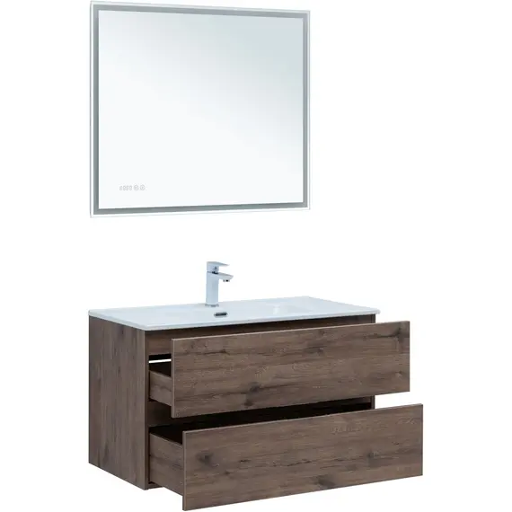 ТУМБА ПОД РАКОВИНУ AQUANET АЛВИТА NEW 90 2 ЯЩИКА, ДУБ ВЕЛЛИНГТОН ТАБАК