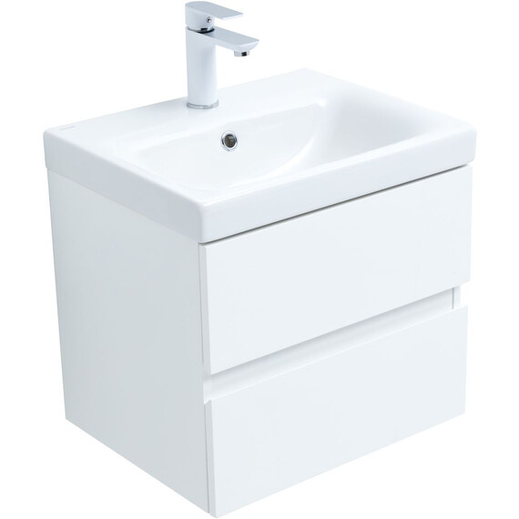 ТУМБА ПОД РАКОВИНУ AQUANET БЕРКЛИ 50 БЕЛЫЙ ГЛЯНЕЦ (2 ЯЩИКА)