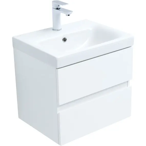 ТУМБА ПОД РАКОВИНУ AQUANET БЕРКЛИ 50 БЕЛЫЙ ГЛЯНЕЦ (2 ЯЩИКА)