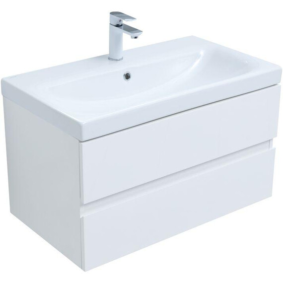 ТУМБА ПОД РАКОВИНУ AQUANET БЕРКЛИ 80 БЕЛЫЙ ГЛЯНЕЦ (2 ЯЩИКА)