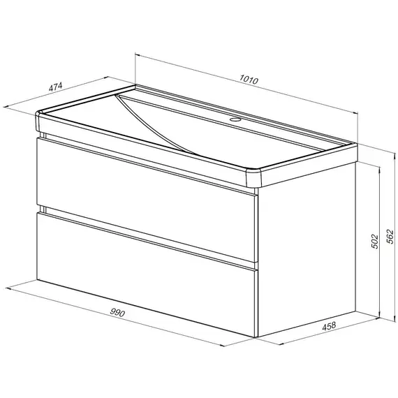 ТУМБА ПОД РАКОВИНУ AQUANET ВЕГА 100 БЕЛЫЙ ГЛЯНЕЦ