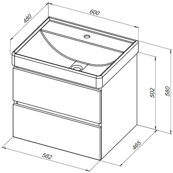 ТУМБА ПОД РАКОВИНУ AQUANET ВЕГА 2.0 60 ЧЕРНЫЙ