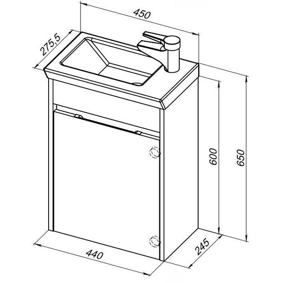 ТУМБА ПОД РАКОВИНУ AQUANET ДУВР 45 БЕЛЫЙ