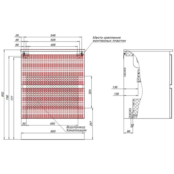 ТУМБА ПОД РАКОВИНУ AQUANET ДЖЕЙН (FLAT) 60 МАРЕНГО