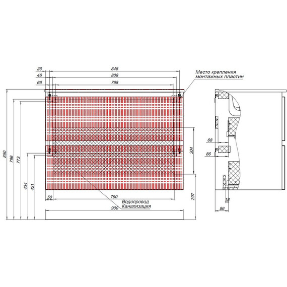 ТУМБА ПОД РАКОВИНУ AQUANET ДЖЕЙН (FLAT) 90 МИСТИ ГРИН