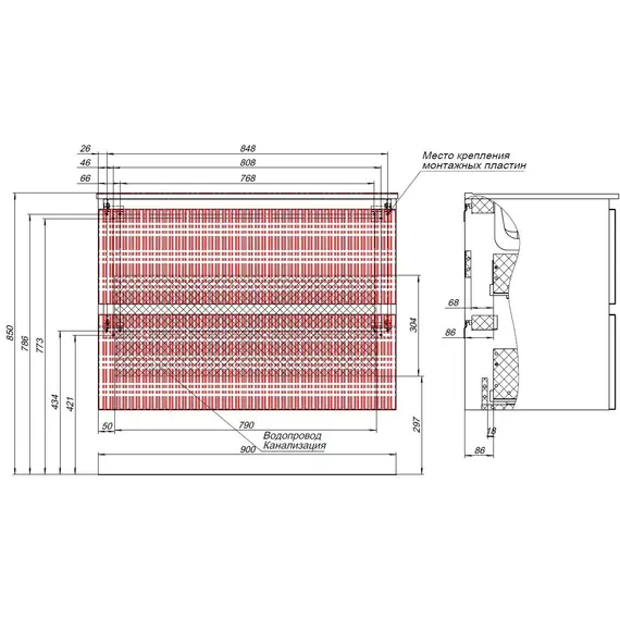 ТУМБА ПОД РАКОВИНУ AQUANET ДЖЕЙН (FLAT) 90 МИСТИ ГРИН
