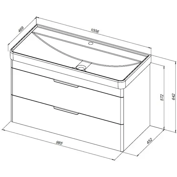 ТУМБА ПОД РАКОВИНУ AQUANET ИРИС NEW 100 БЕЛЫЙ ГЛЯНЕЦ
