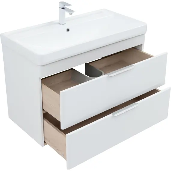 ТУМБА ПОД РАКОВИНУ AQUANET ИРИС NEW 90 БЕЛЫЙ ГЛЯНЕЦ