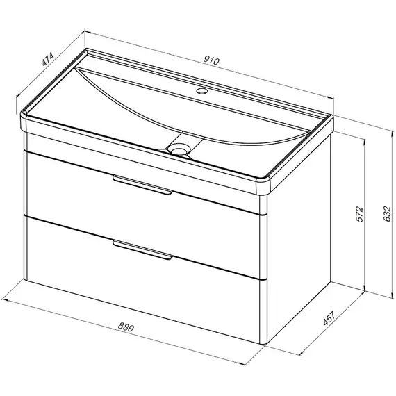 ТУМБА ПОД РАКОВИНУ AQUANET ИРИС NEW 90 БЕЛЫЙ ГЛЯНЕЦ
