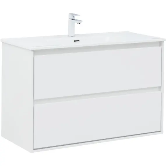 ТУМБА ПОД РАКОВИНУ AQUANET МИЛАН 100 БЕЛЫЙ ГЛЯНЕЦ