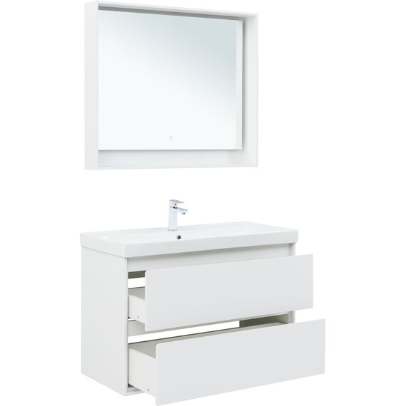 ТУМБА ПОД РАКОВИНУ AQUANET МИЛАН 100 БЕЛЫЙ ГЛЯНЕЦ