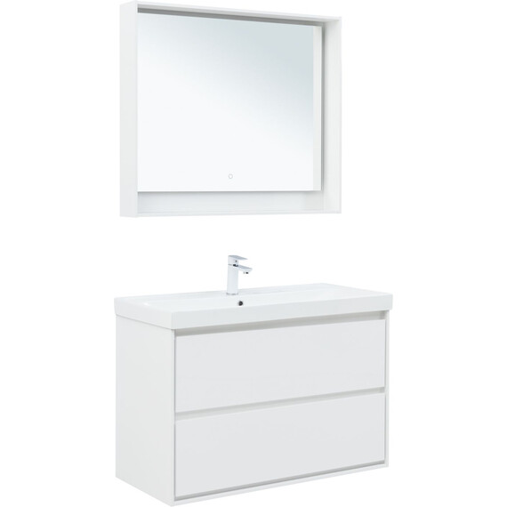 ТУМБА ПОД РАКОВИНУ AQUANET МИЛАН 100 БЕЛЫЙ ГЛЯНЕЦ