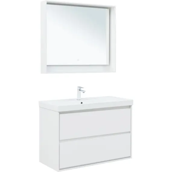 ТУМБА ПОД РАКОВИНУ AQUANET МИЛАН 100 БЕЛЫЙ ГЛЯНЕЦ