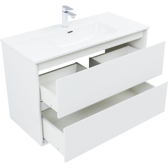 ТУМБА ПОД РАКОВИНУ AQUANET МИЛАН 100 БЕЛЫЙ ГЛЯНЕЦ