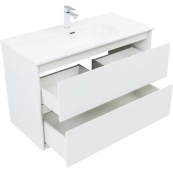 ТУМБА ПОД РАКОВИНУ AQUANET МИЛАН 100 БЕЛЫЙ ГЛЯНЕЦ