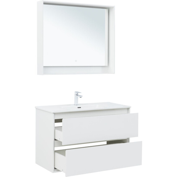 ТУМБА ПОД РАКОВИНУ AQUANET МИЛАН 100 БЕЛЫЙ ГЛЯНЕЦ