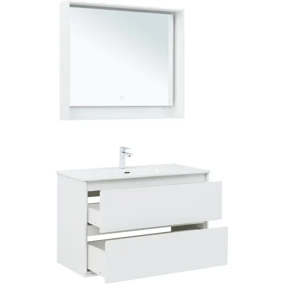 ТУМБА ПОД РАКОВИНУ AQUANET МИЛАН 100 БЕЛЫЙ ГЛЯНЕЦ