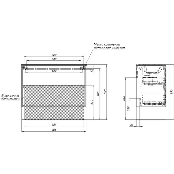 ТУМБА ПОД РАКОВИНУ AQUANET МИЛАН 100 ДУБ РОШЕЛЬЕ