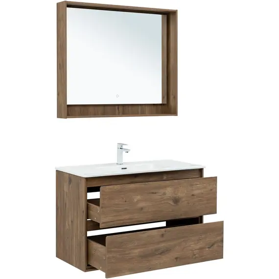 ТУМБА ПОД РАКОВИНУ AQUANET МИЛАН 100 ДУБ РУСТИКАЛЬНЫЙ