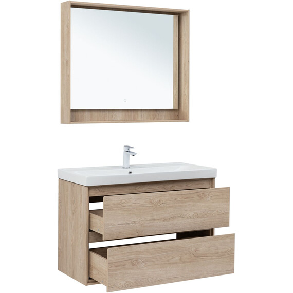 ТУМБА ПОД РАКОВИНУ AQUANET МИЛАН 100 ДУБ СВЕТЛЫЙ