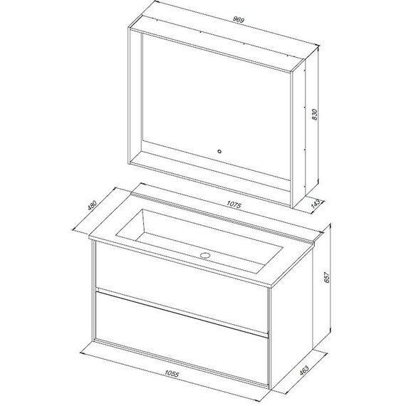 ТУМБА ПОД РАКОВИНУ AQUANET МИЛАН 105 БЕЛЫЙ ГЛЯНЕЦ