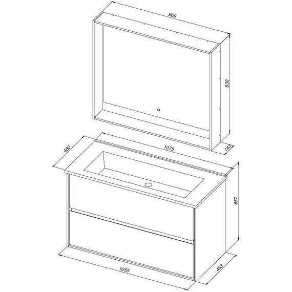 ТУМБА ПОД РАКОВИНУ AQUANET МИЛАН 105 ДУБ РОШЕЛЬЕ