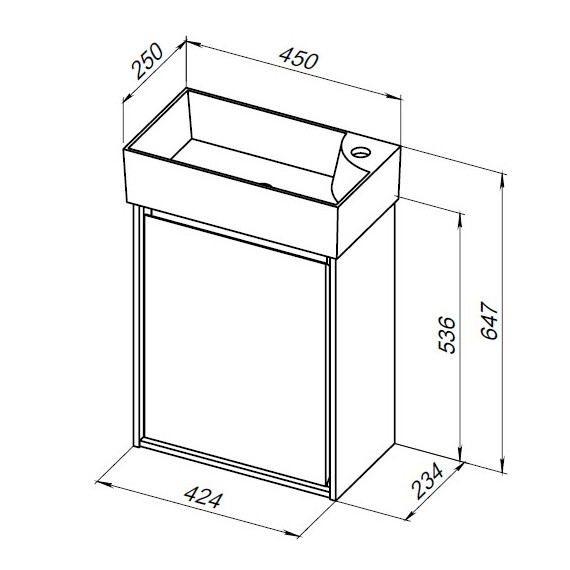ТУМБА ПОД РАКОВИНУ AQUANET МИЛАН 45 ДУБ РОШЕЛЬЕ