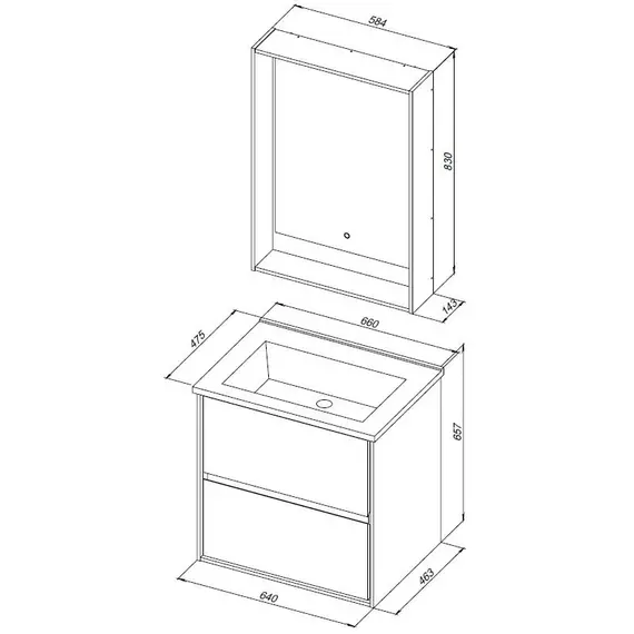 ТУМБА ПОД РАКОВИНУ AQUANET МИЛАН 65 БЕЛЫЙ ГЛЯНЕЦ