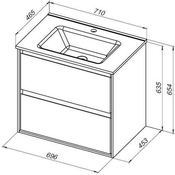ТУМБА ПОД РАКОВИНУ AQUANET МИЛАН 70 ДУБ РОШЕЛЬЕ