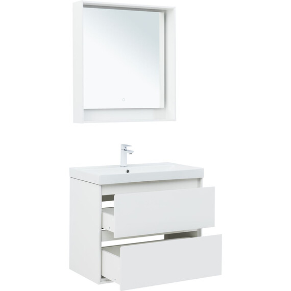 ТУМБА ПОД РАКОВИНУ AQUANET МИЛАН 80 БЕЛЫЙ ГЛЯНЕЦ