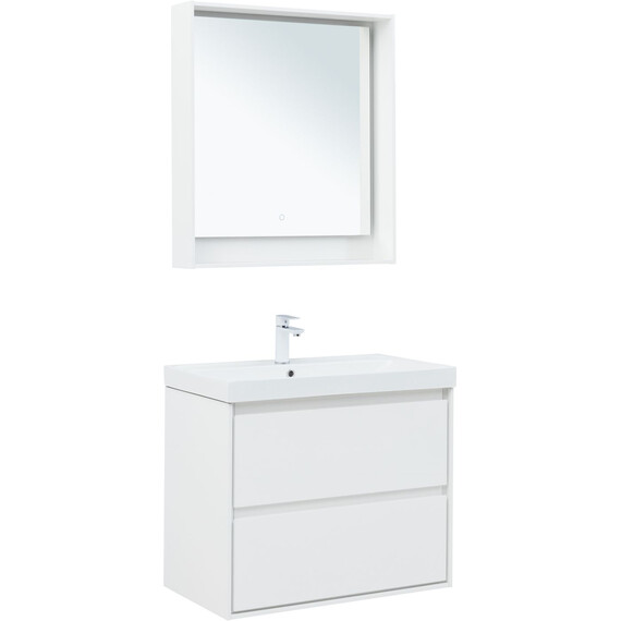 ТУМБА ПОД РАКОВИНУ AQUANET МИЛАН 80 БЕЛЫЙ ГЛЯНЕЦ