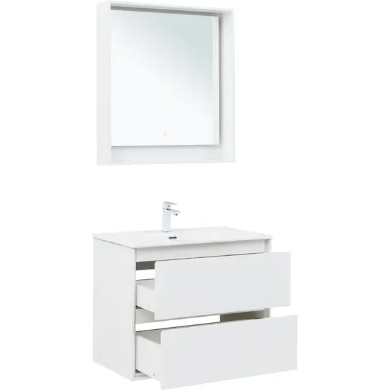 ТУМБА ПОД РАКОВИНУ AQUANET МИЛАН 80 БЕЛЫЙ ГЛЯНЕЦ