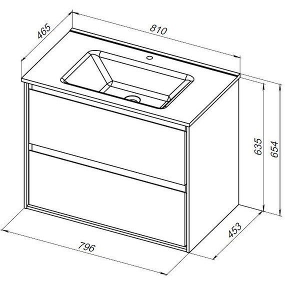 ТУМБА ПОД РАКОВИНУ AQUANET МИЛАН 80 БЕЛЫЙ ГЛЯНЕЦ