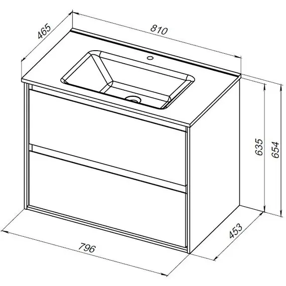 ТУМБА ПОД РАКОВИНУ AQUANET МИЛАН 80 БЕЛЫЙ ГЛЯНЕЦ