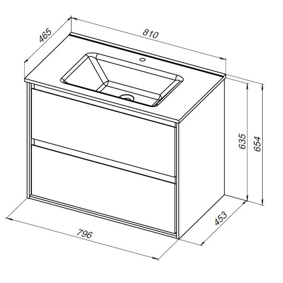 ТУМБА ПОД РАКОВИНУ AQUANET МИЛАН 80 ЧЕРНЫЙ ГЛЯНЕЦ
