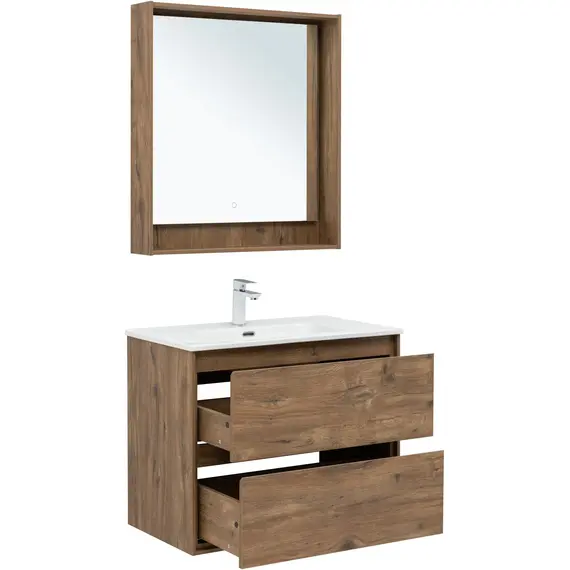 ТУМБА ПОД РАКОВИНУ AQUANET МИЛАН 80 ДУБ РУСТИКАЛЬНЫЙ