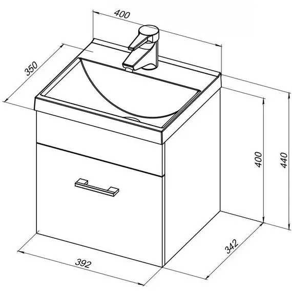 ТУМБА ПОД РАКОВИНУ AQUANET НОТА 40 БЕЛЫЙ