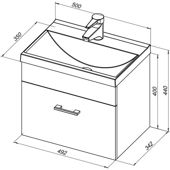ТУМБА ПОД РАКОВИНУ AQUANET НОТА 50 БЕЛЫЙ