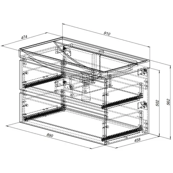 ТУМБА ПОД РАКОВИНУ AQUANET ВЕГА 2.0 90 БЕЖЕВЫЙ