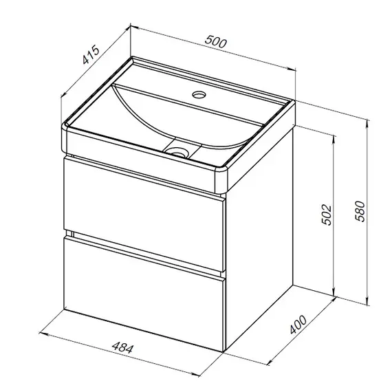 ТУМБА ПОД РАКОВИНУ AQUANET ВЕГА 50 (2 ЯЩИКА)
