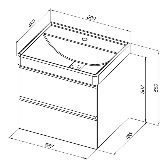 ТУМБА ПОД РАКОВИНУ AQUANET ВЕГА 60 (2 ЯЩИКА)