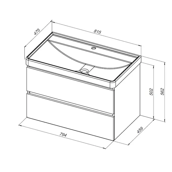 ТУМБА ПОД РАКОВИНУ AQUANET ВЕГА 80 (2 ЯЩИКА)