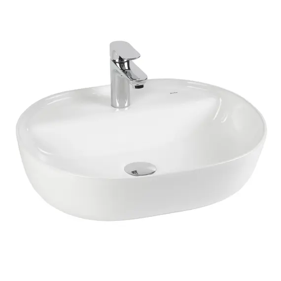 РАКОВИНА НАКЛАДНАЯ ОВАЛЬНАЯ BOND S01-500 50*39*13,5СМ БЕЛАЯ С ОТВЕРСТИЕМ ПОД СМЕСИТЕЛЬ