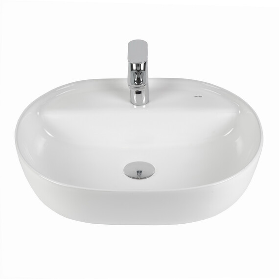 РАКОВИНА НАКЛАДНАЯ ОВАЛЬНАЯ BOND S01-500 50*39*13,5СМ БЕЛАЯ С ОТВЕРСТИЕМ ПОД СМЕСИТЕЛЬ