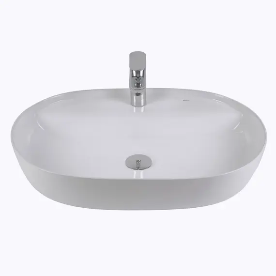 РАКОВИНА НАКЛАДНАЯ ОВАЛЬНАЯ BOND S01-600 60*40*13,5СМ БЕЛАЯ С ОТВЕРСТИЕМ ПОД СМЕСИТЕЛЬ